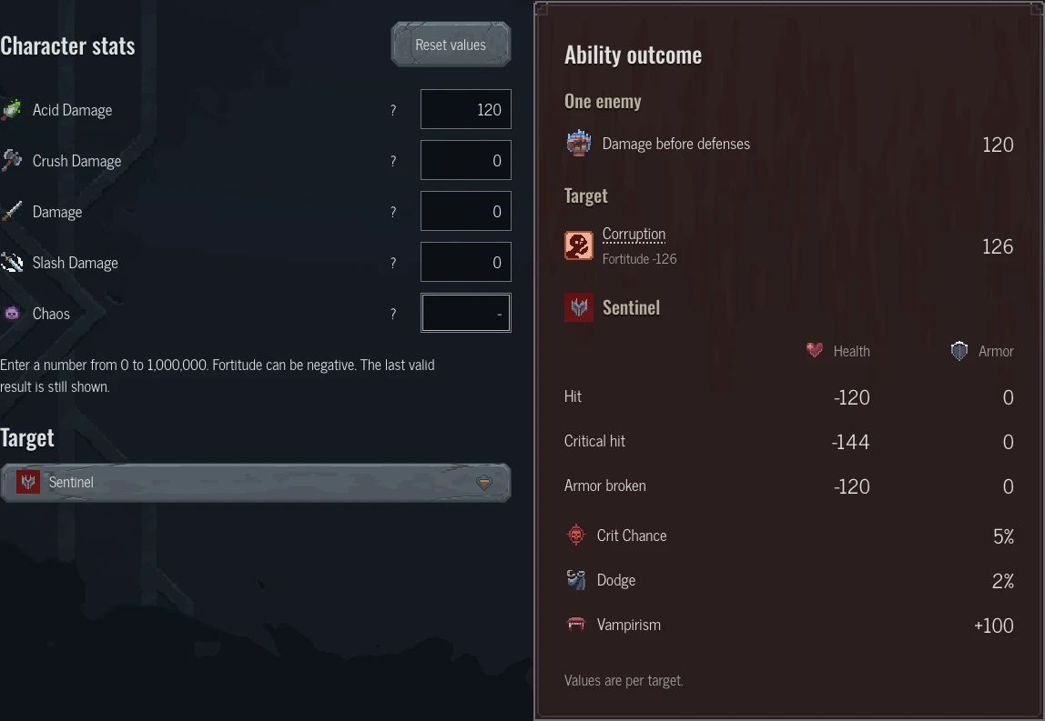An unfinished ability input with the last valid result still visible